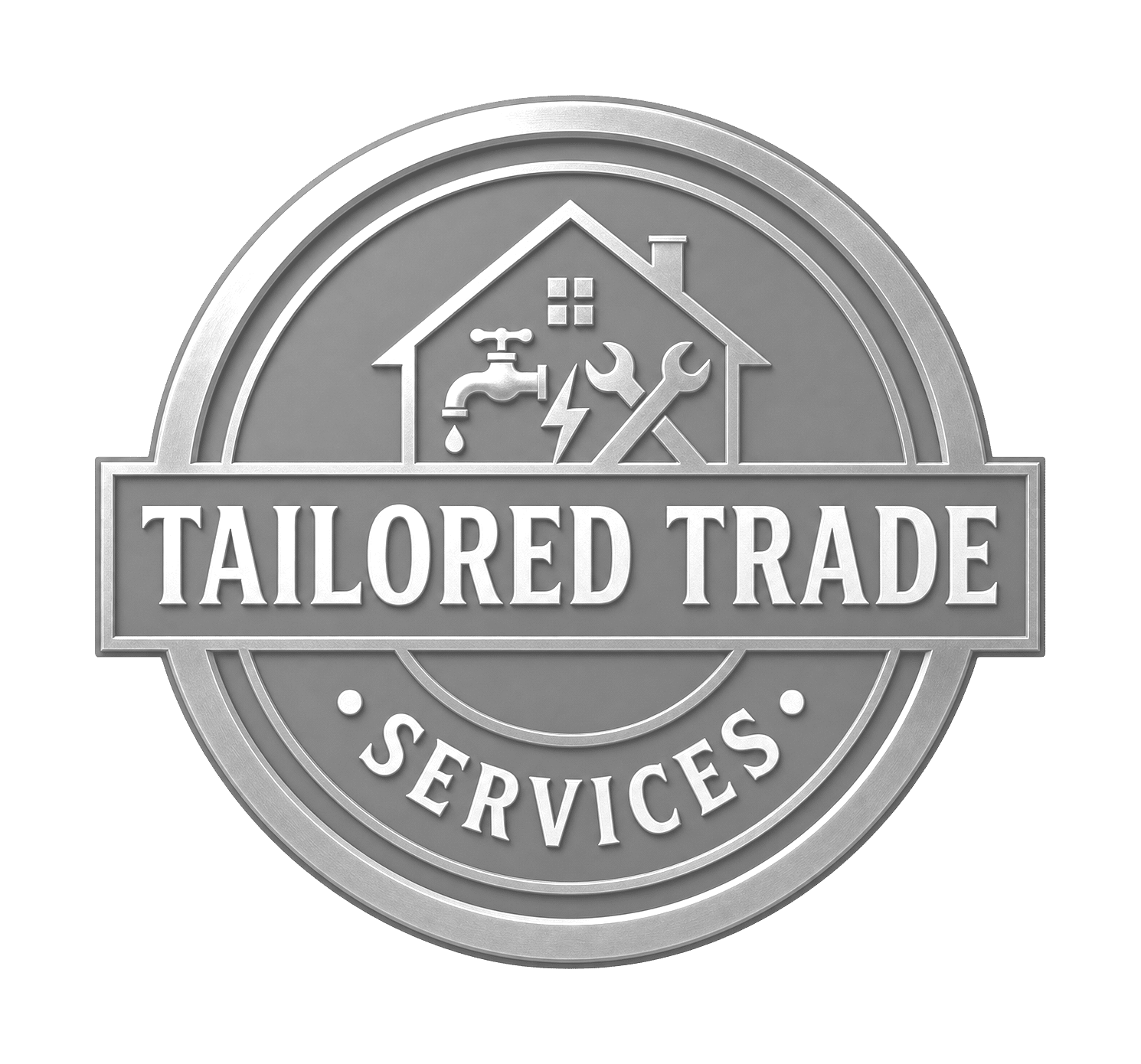 tailored trade services logo upscaled transparent light greyscale